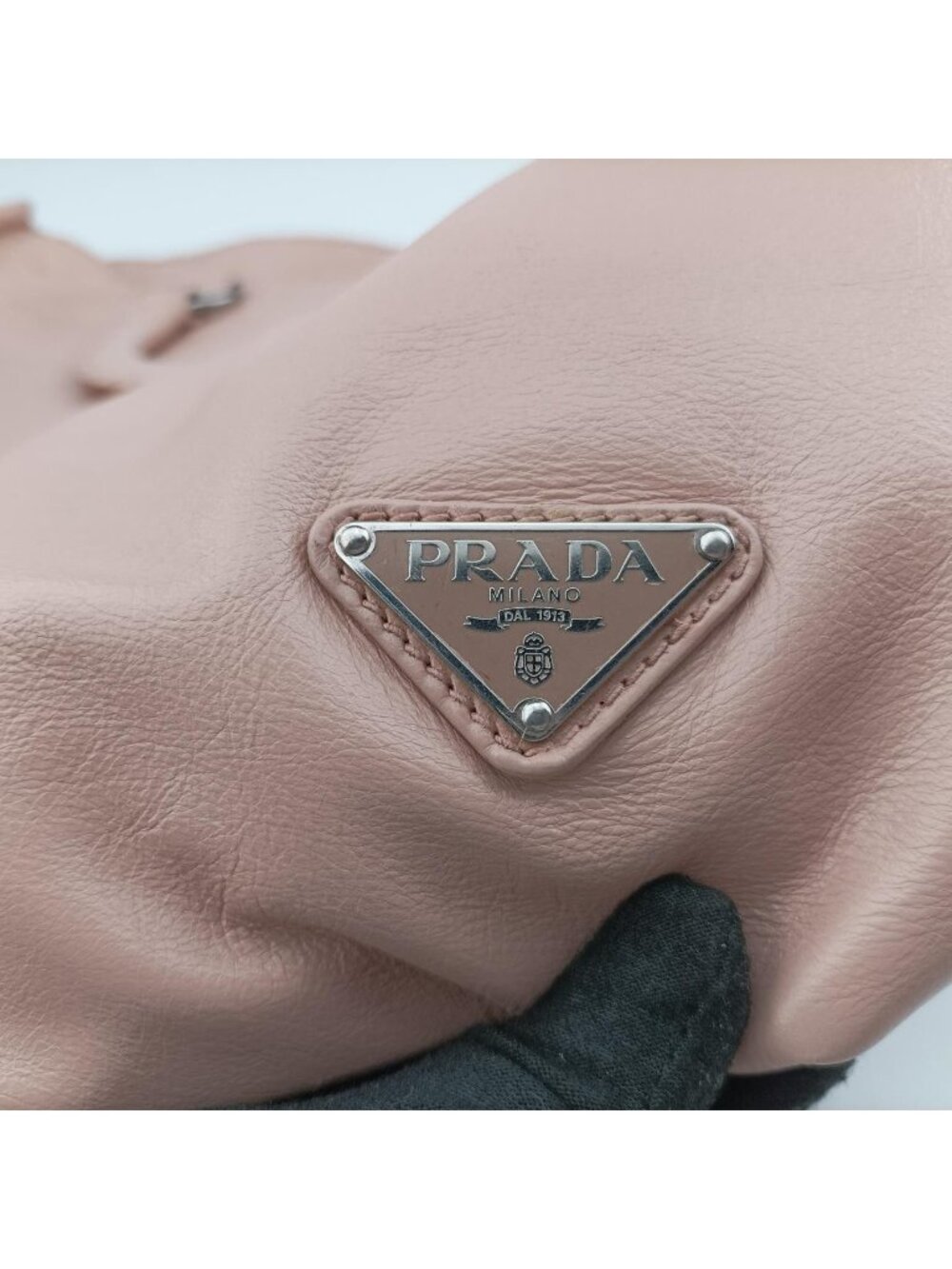 Prada Triangle Logo Tote Pink Leather - Picture 13 of 16